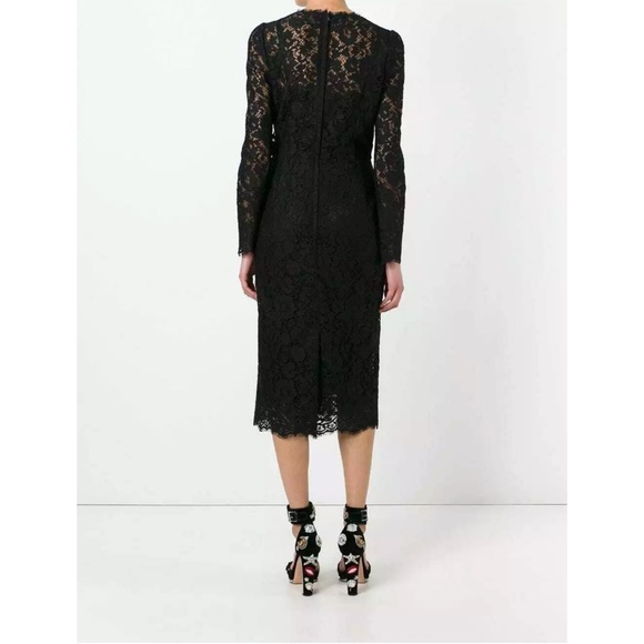 🖤 DOLCE & GABBANA Lace Long Sleeve Dress 46/10 - Picture 6 of 13